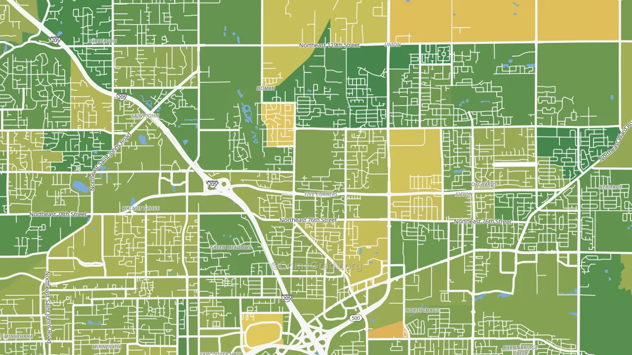 Five Corners, WA Map of Murder Rates
