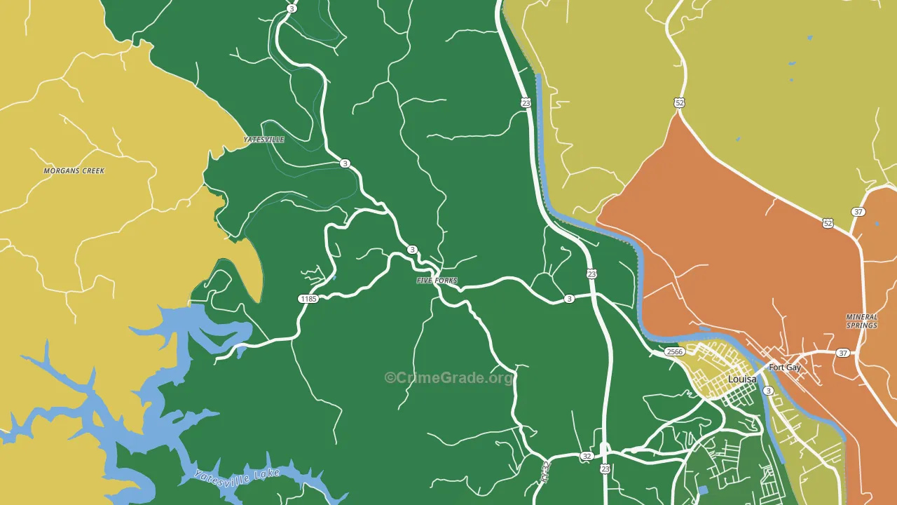 Five Forks, KY Map of Murder Rates