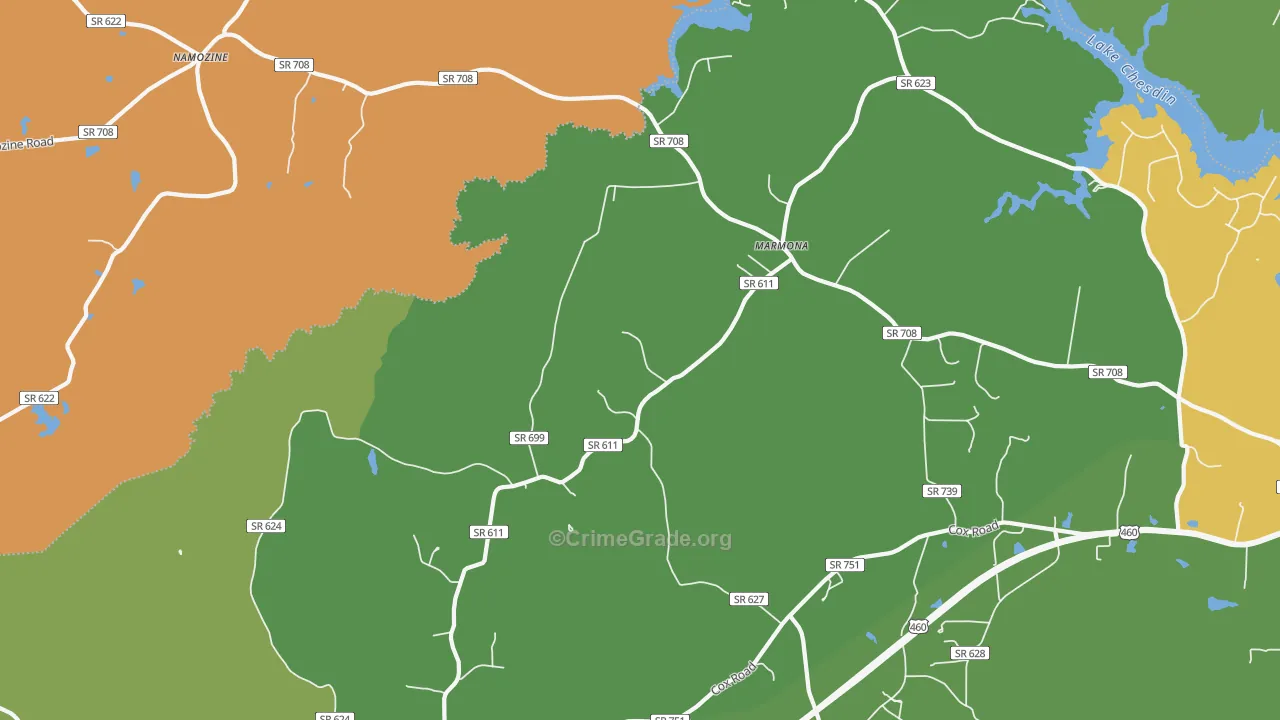 Five Forks, VA Map of Murder Rates