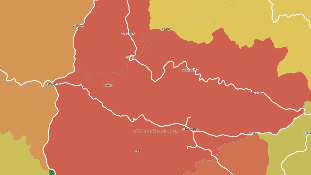 Five Forks, WV Map of Murder Rates