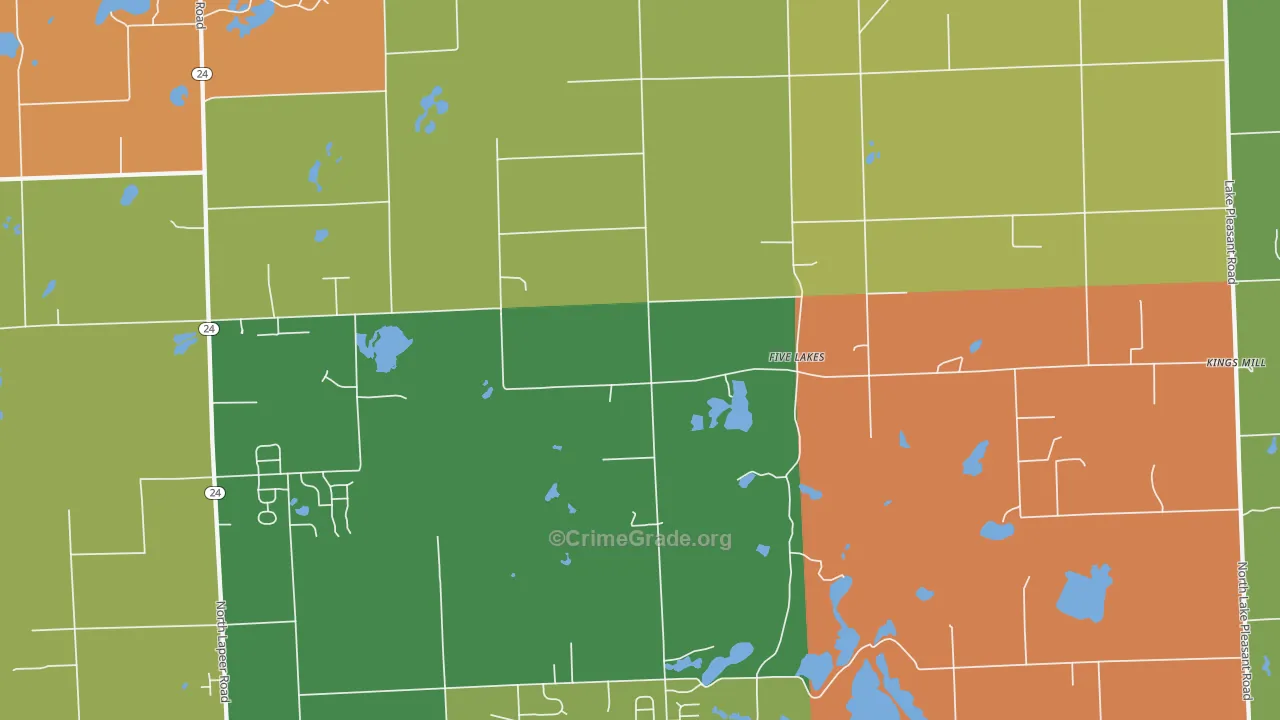 Five Lakes, MI Map of Murder Rates