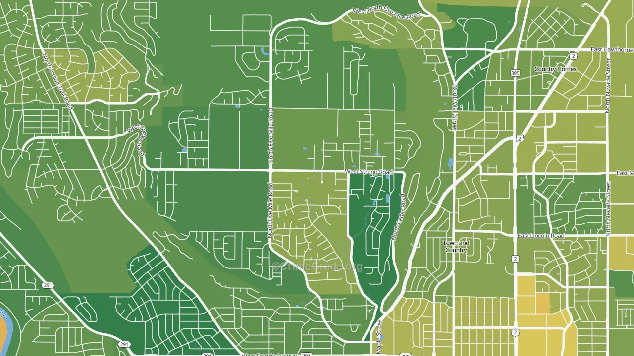 Five Mile Prairie, Spokane, WA Map of Murder Rates