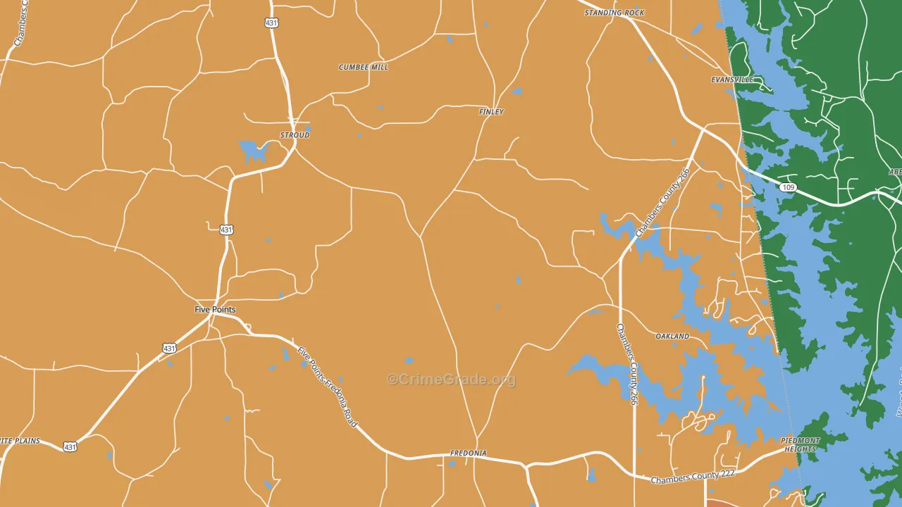 Five Points, AL Map of Murder Rates
