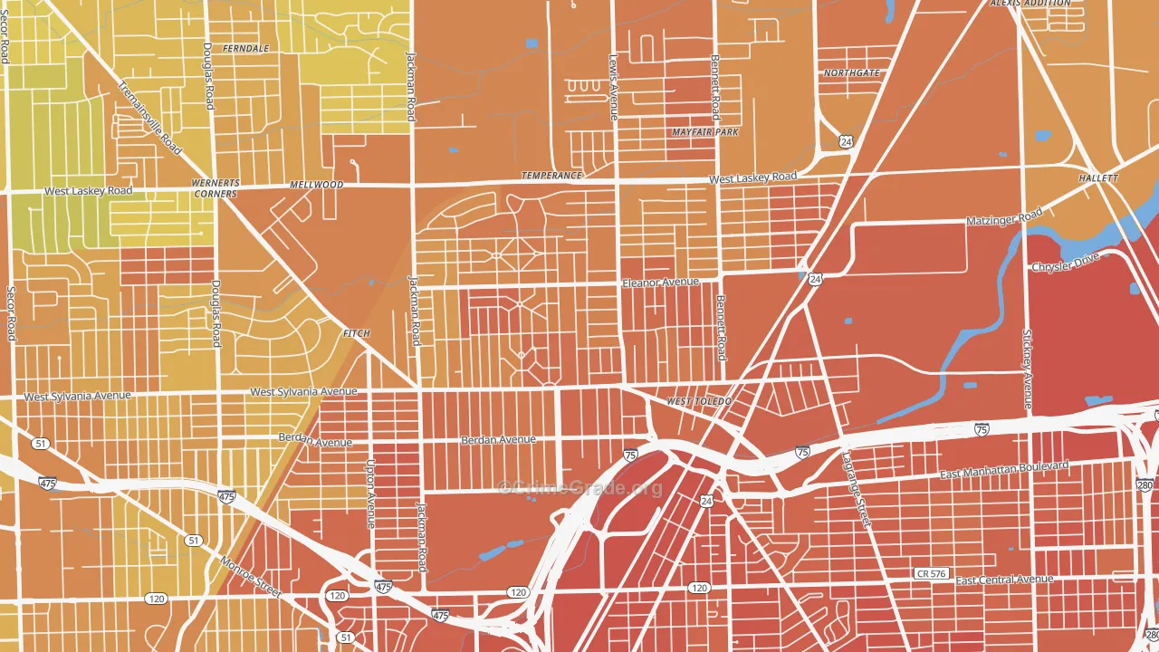 Five Points, Toledo, OH Map of Murder Rates
