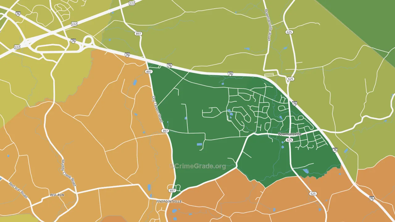 Fivepointville, PA Map of Murder Rates