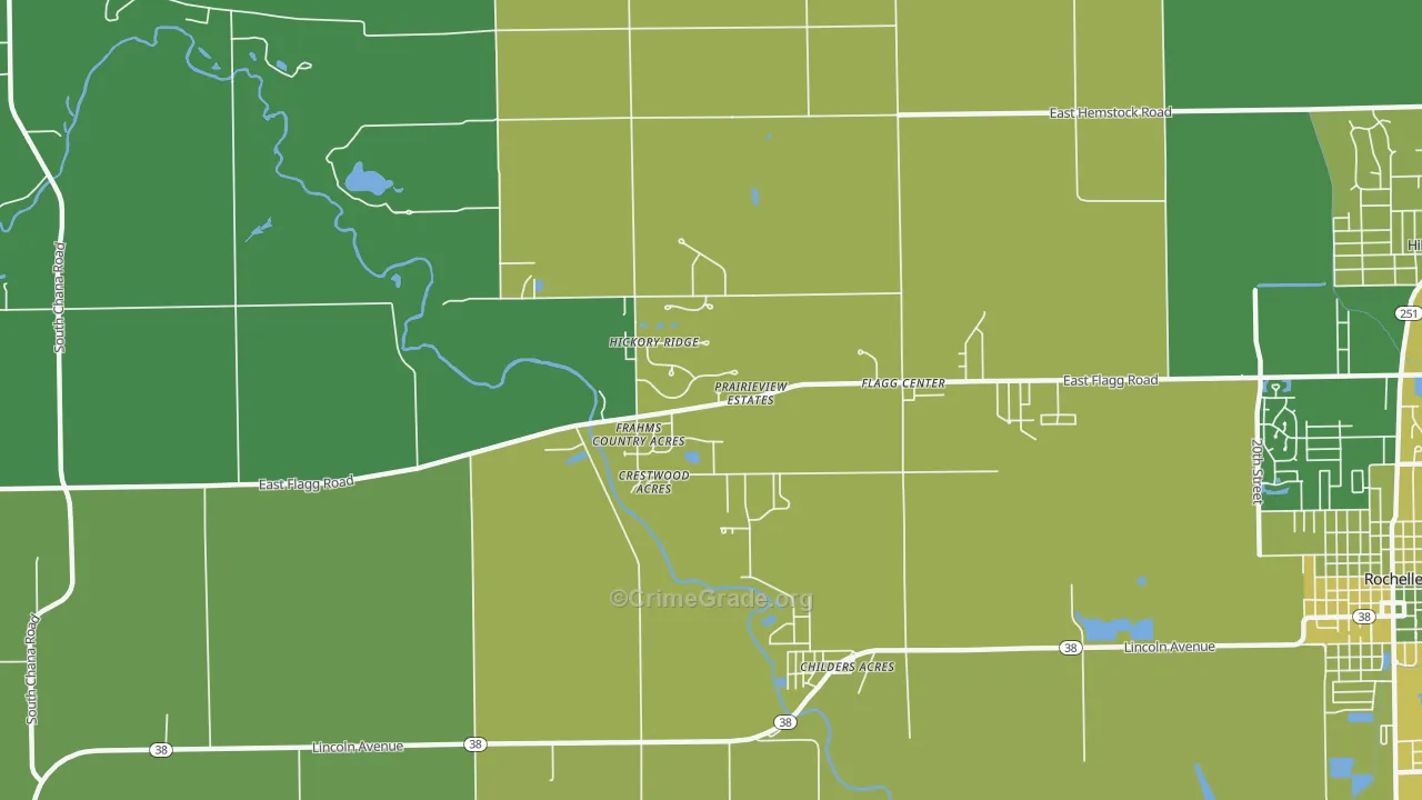 Flagg Center, IL Map of Murder Rates