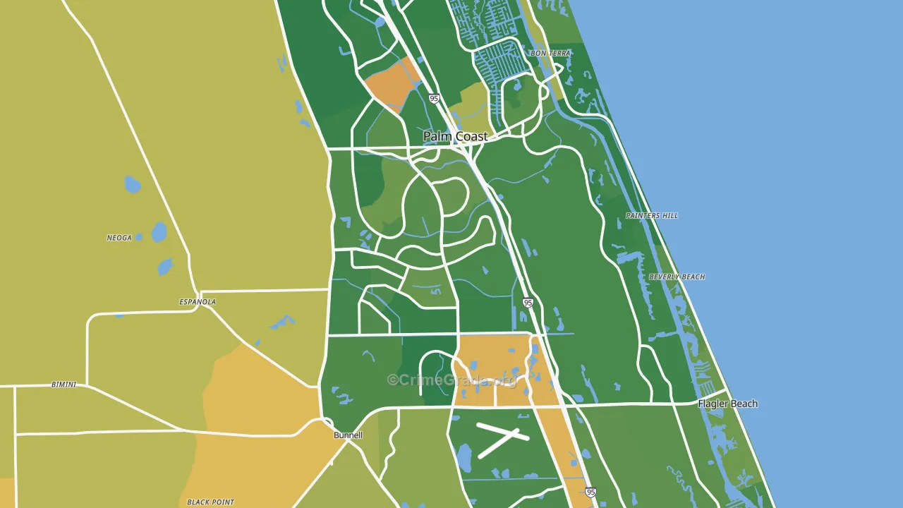 Flagler County, FL Map of Murder Rates