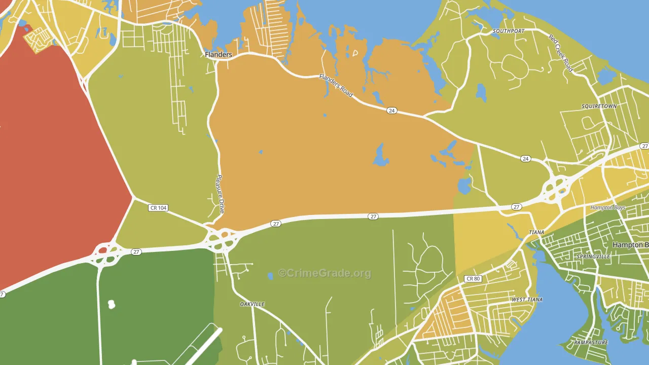 Flanders, NY Map of Murder Rates