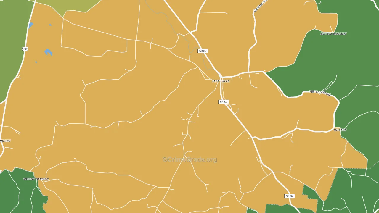 Flat Creek, TN Map of Murder Rates