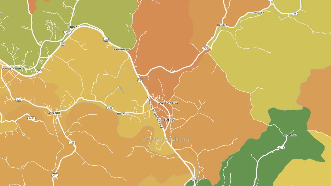 Flat Lick, KY Map of Murder Rates