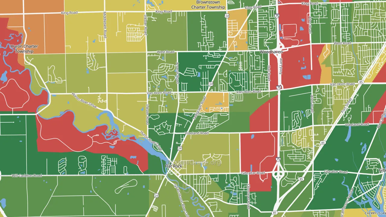 Flat Rock Area, Flat Rock, MI Map of Murder Rates
