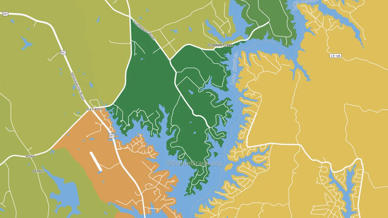 Flat Rock, GA Map of Murder Rates
