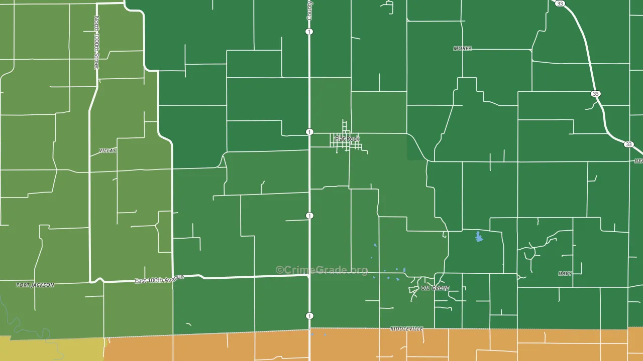 Flat Rock, IL Map of Murder Rates
