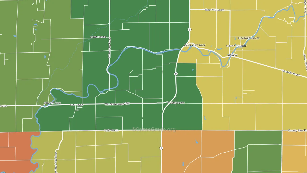 Flat Rock, IN Map of Murder Rates