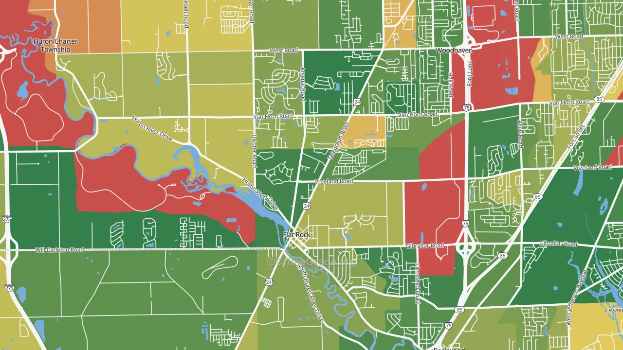 Flat Rock, MI Map of Murder Rates