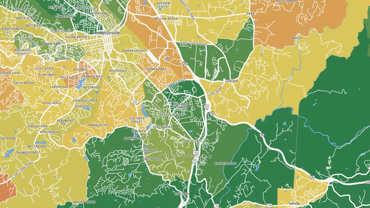 Flat Rock, NC Map of Murder Rates