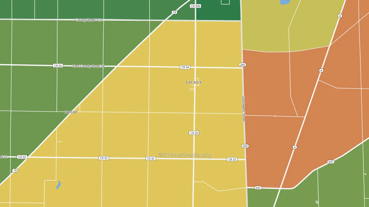 Flat Rock, OH Map of Murder Rates