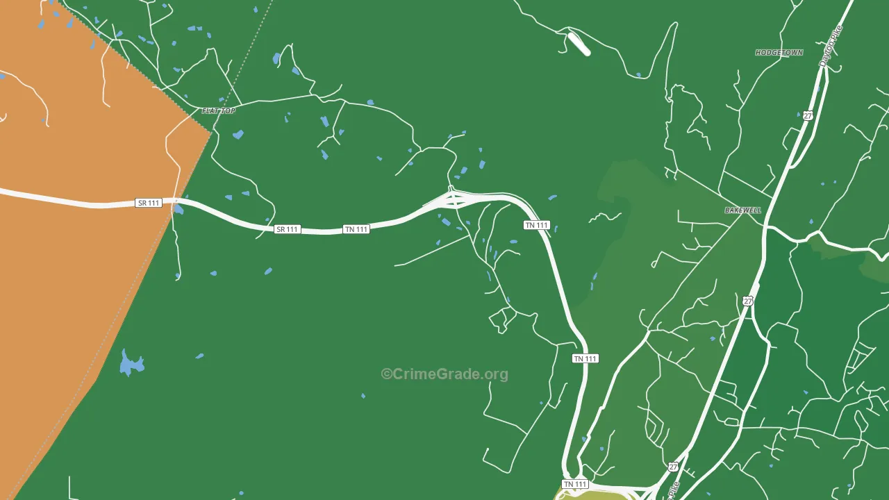 Flat Top Mountain, TN Map of Murder Rates