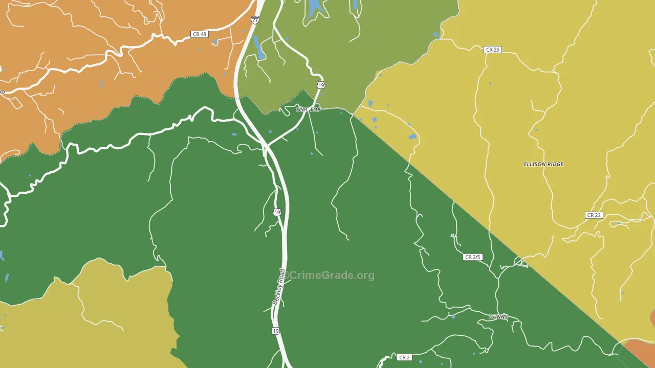 Flat Top, WV Map of Murder Rates