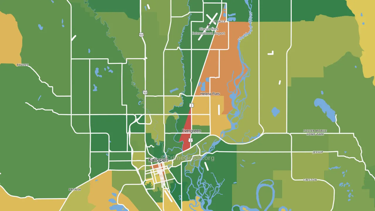 Flathead County, MT Map of Murder Rates