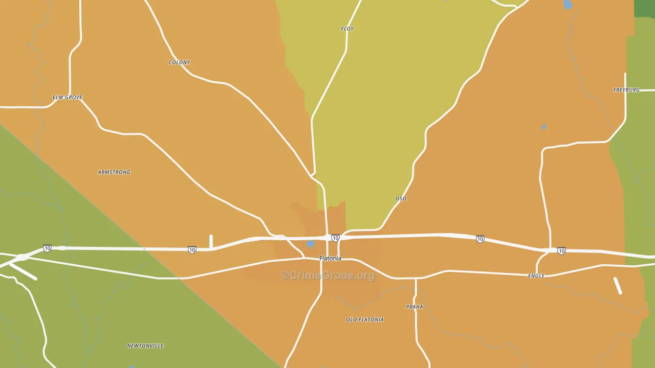 Flatonia, TX Map of Murder Rates