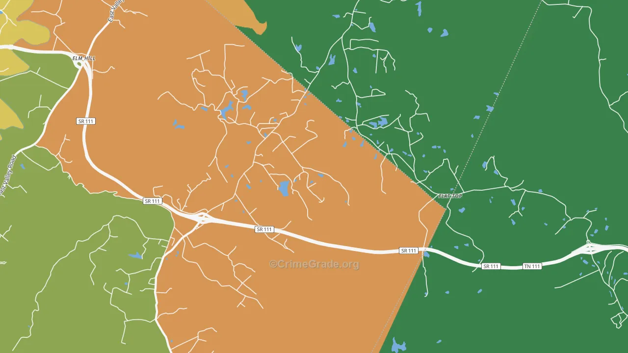 Flattop, TN Map of Murder Rates