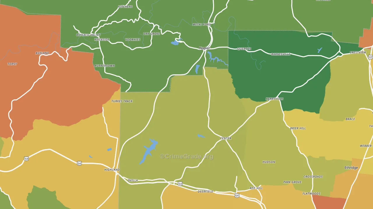Flatwoods, TN Map of Murder Rates