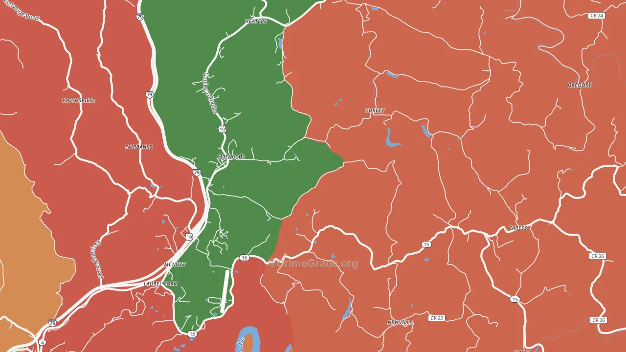 Flatwoods, WV Map of Murder Rates