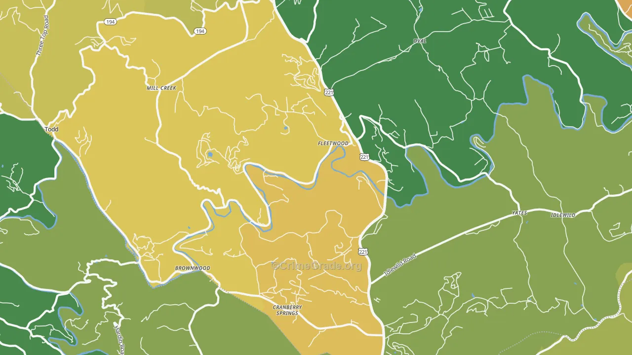 Fleetwood, NC Map of Murder Rates