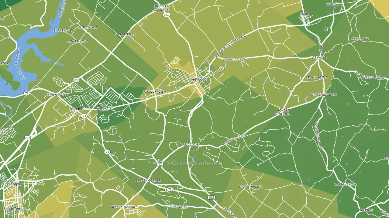 Fleetwood, PA Map of Murder Rates