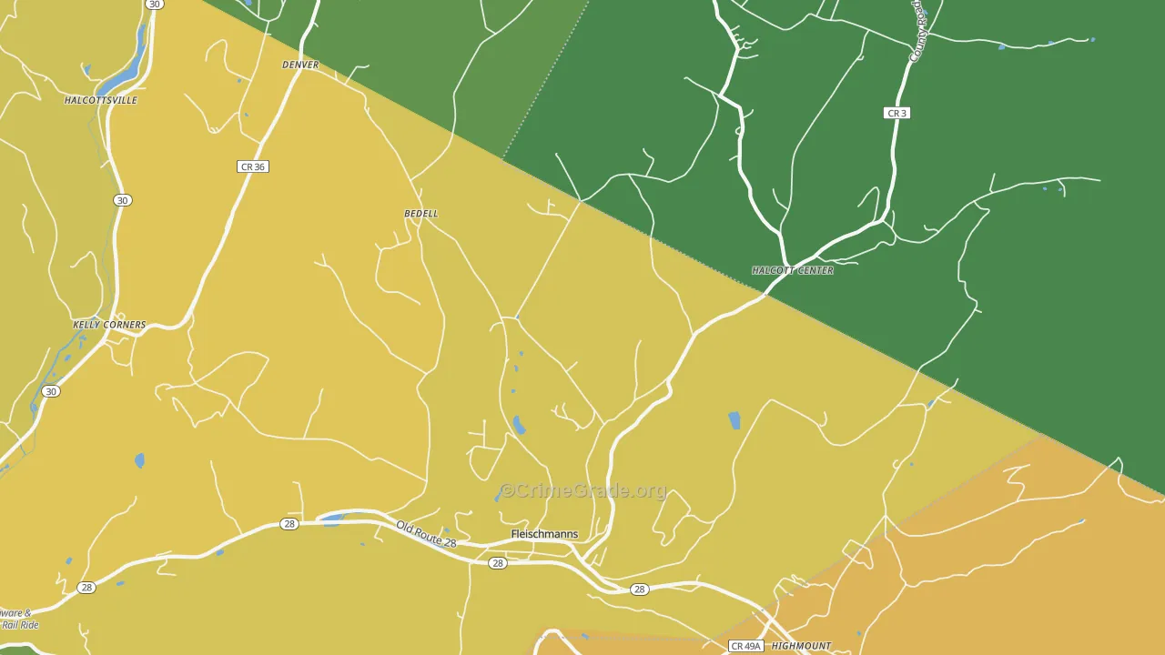 Fleischmanns, NY Map of Murder Rates