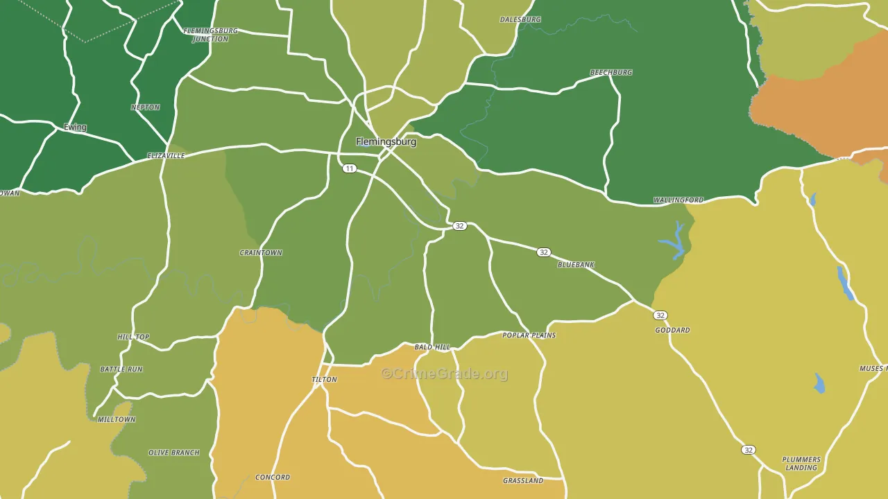 Fleming County, KY Map of Murder Rates