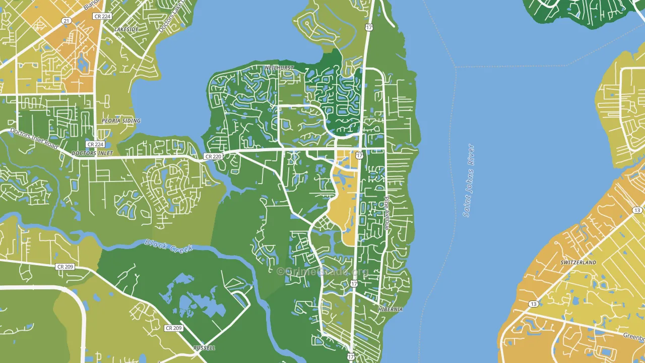 Fleming Island, FL Map of Murder Rates