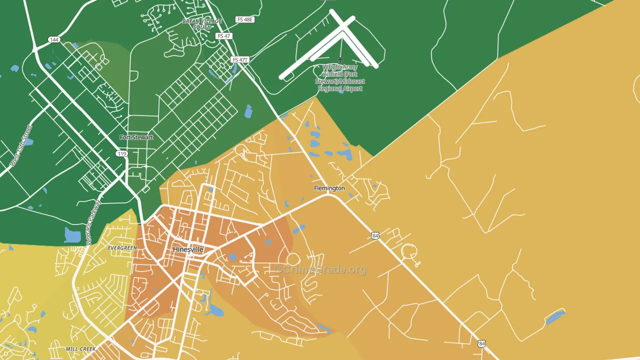 Flemington, GA Map of Murder Rates