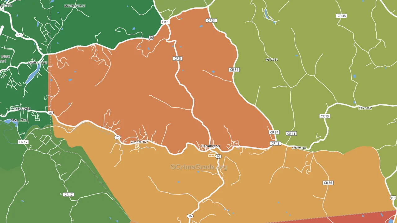 Flemington, WV Map of Murder Rates