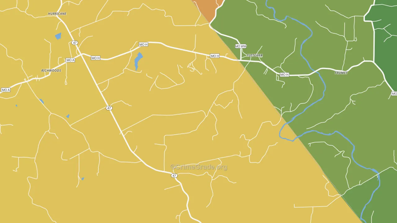 Fletcher, MO Map of Murder Rates