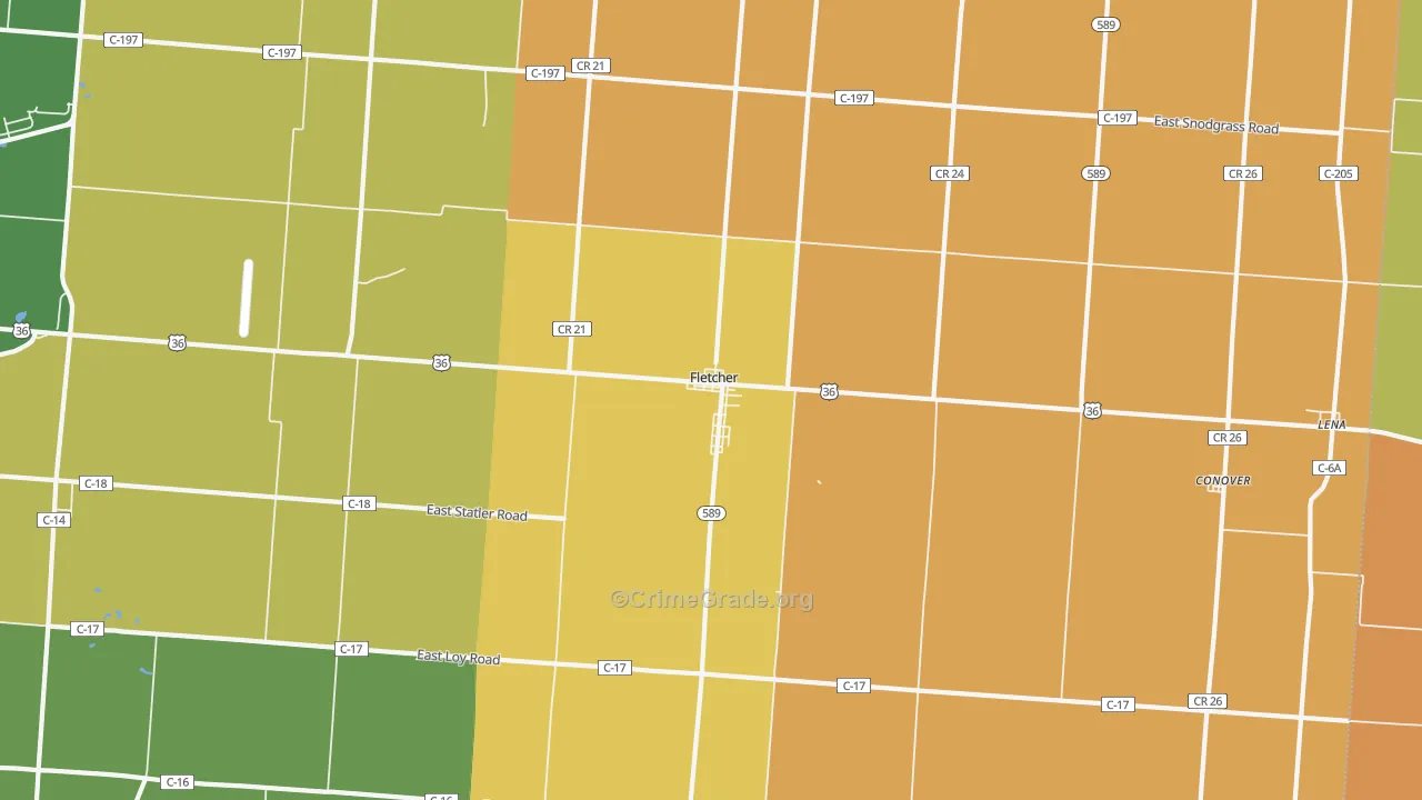 Fletcher, OH Map of Murder Rates