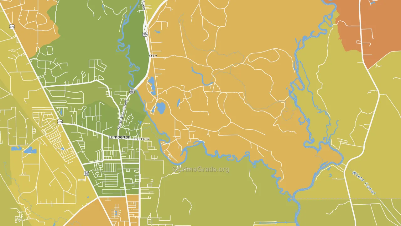 Fletcher, TX Map of Murder Rates
