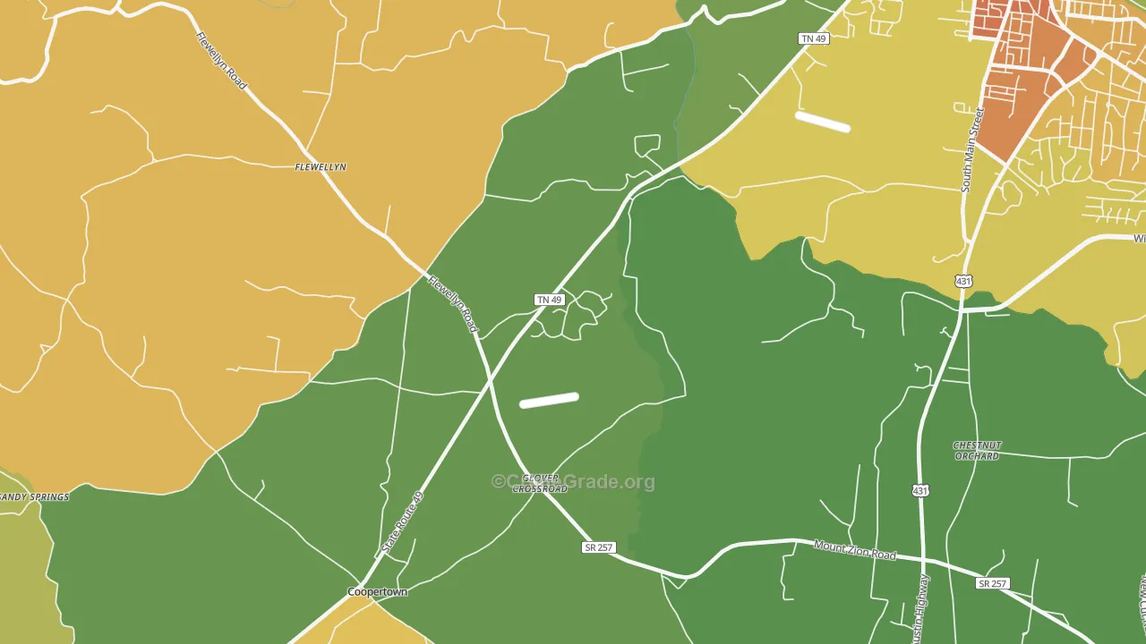 Flewellyn, TN Map of Murder Rates