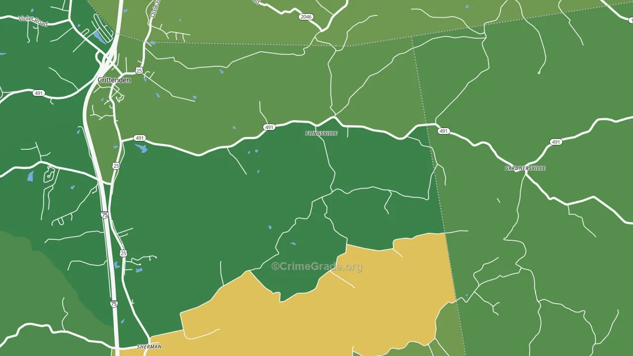 Flingsville, KY Map of Murder Rates