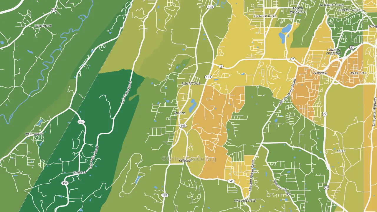Flintstone, GA Map of Murder Rates