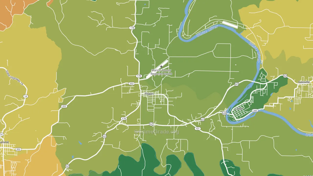 Flippin, AR Map of Murder Rates