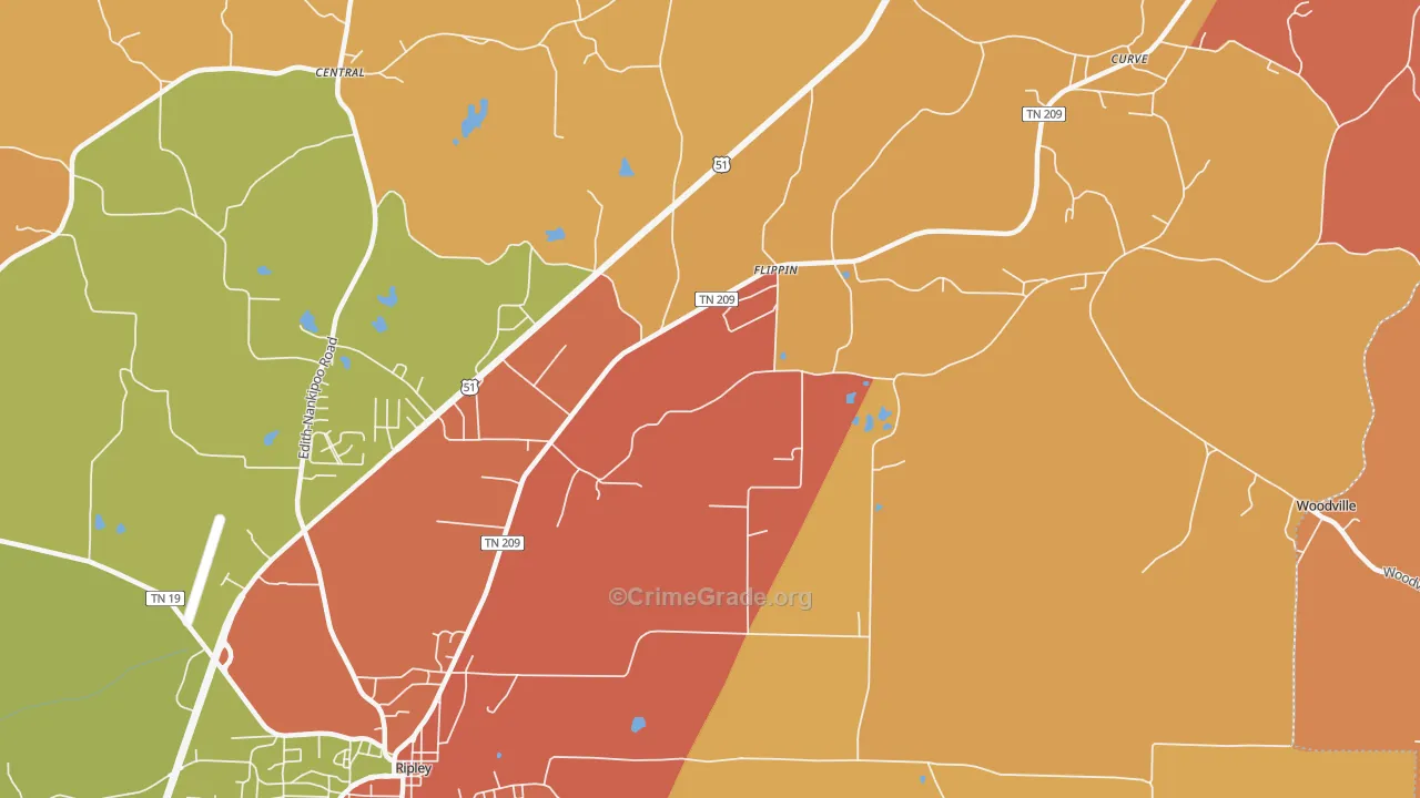 Flippin, TN Map of Murder Rates