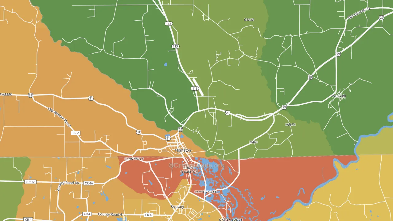 Flomaton, AL Map of Murder Rates