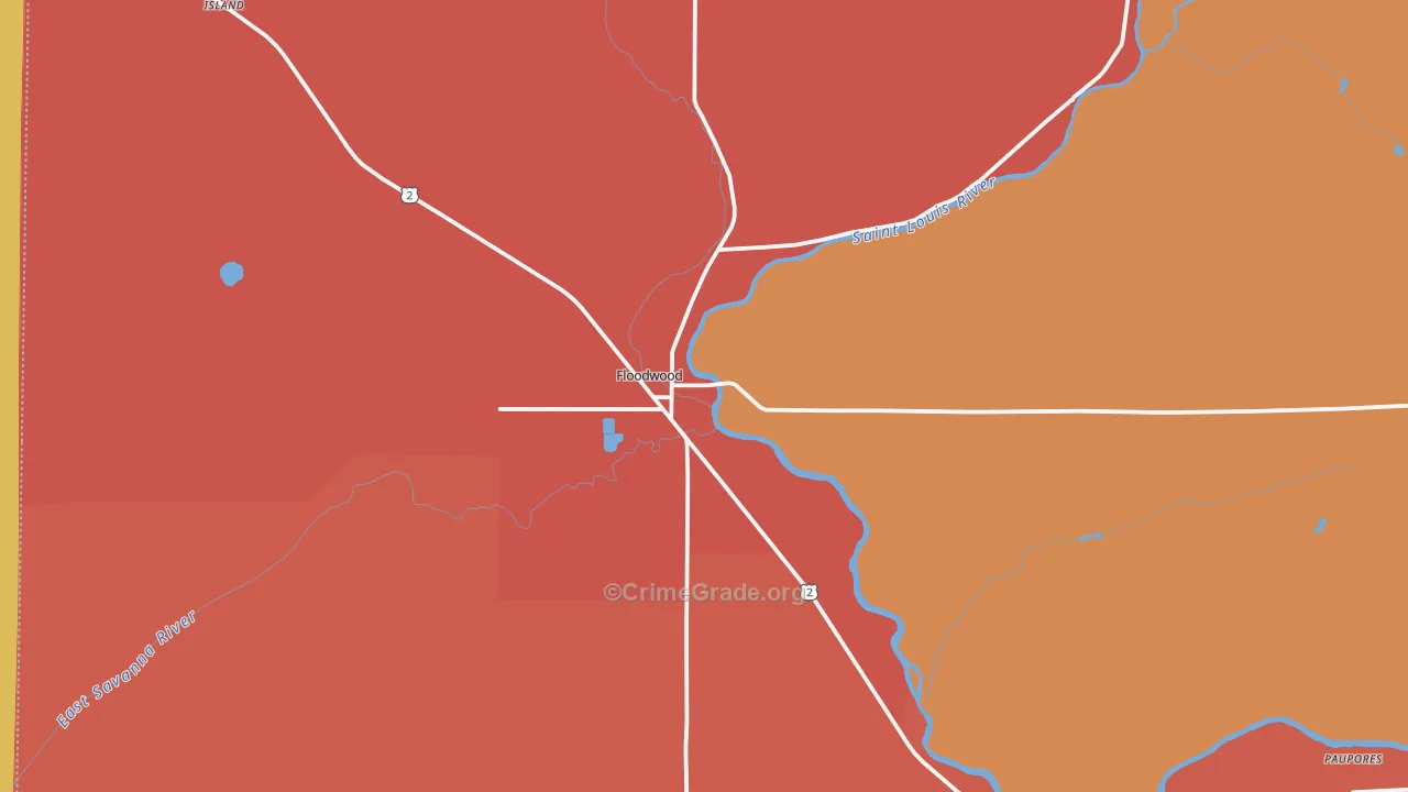 Floodwood, MN Map of Murder Rates