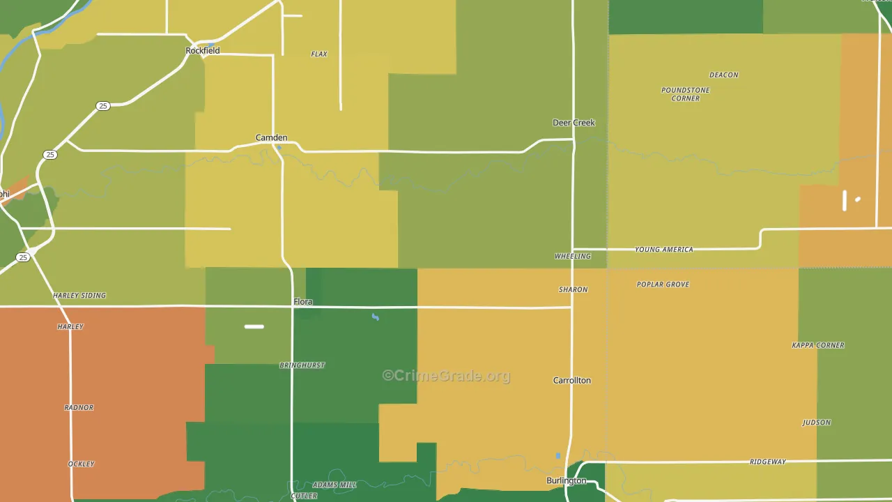 Flora, IN Map of Murder Rates