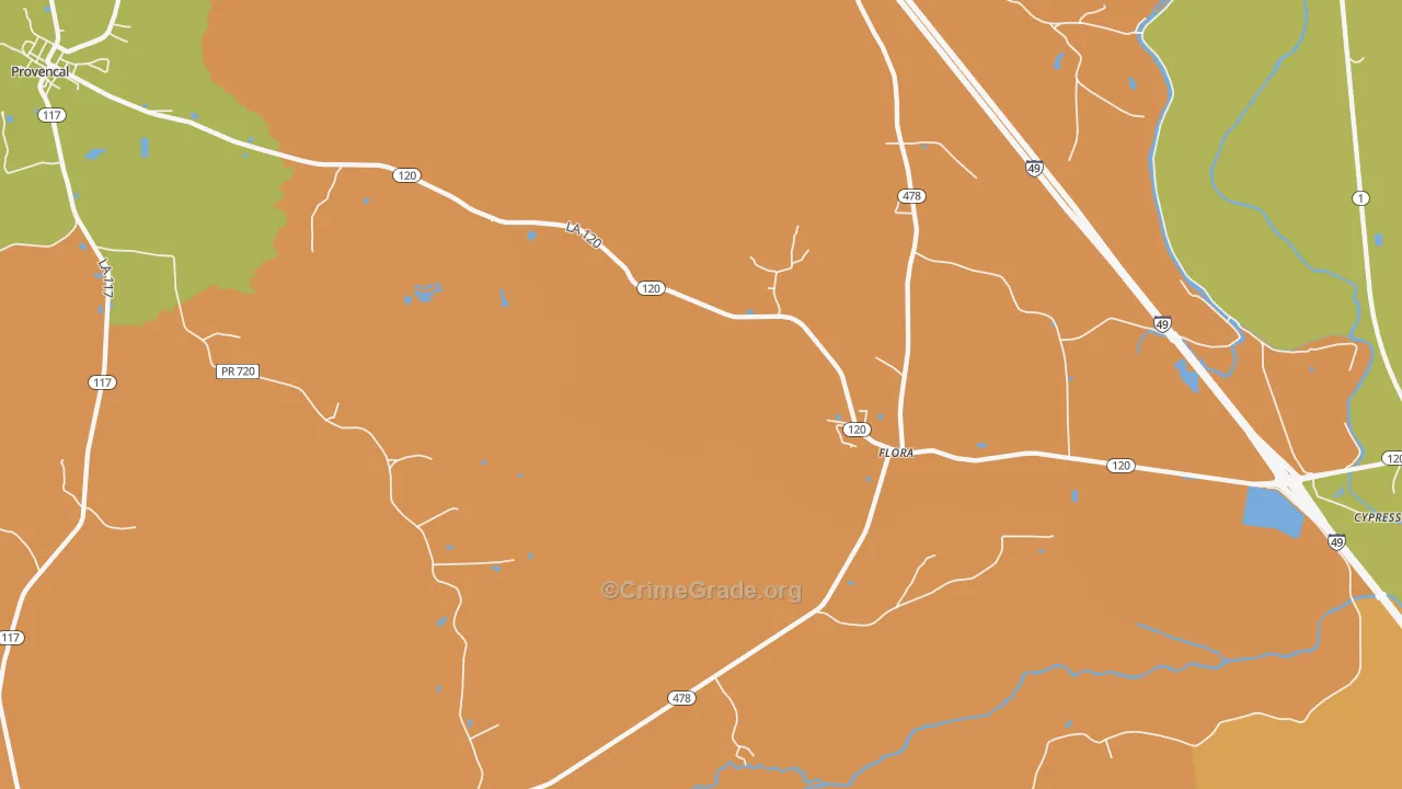 Flora, LA Map of Murder Rates