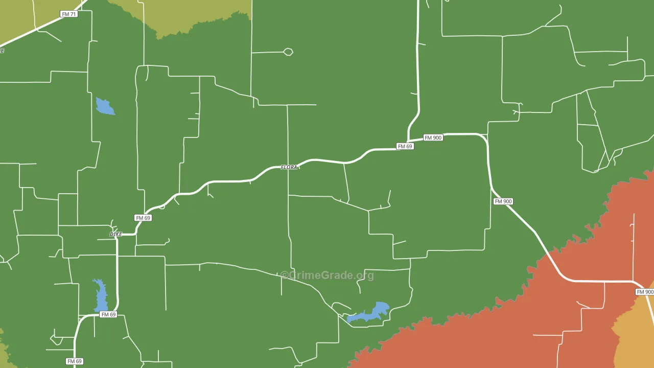 Flora, TX Map of Murder Rates