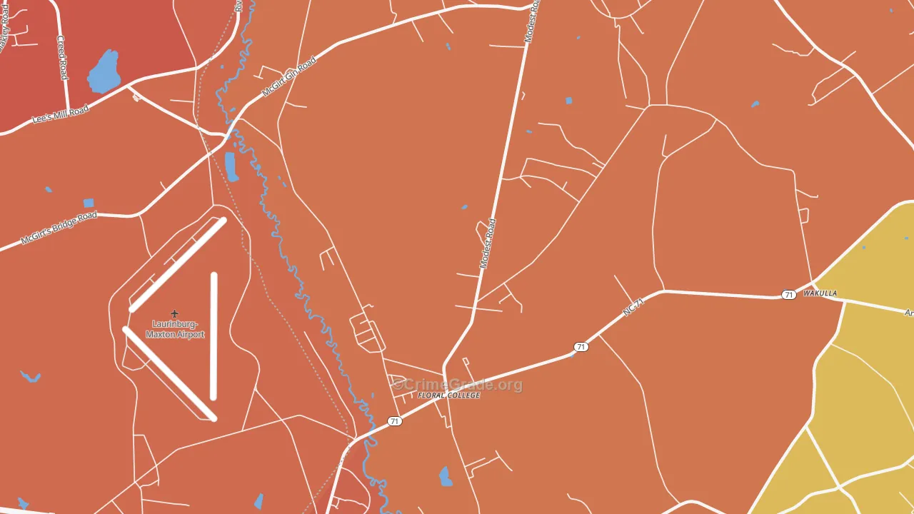 Floral College, NC Map of Murder Rates