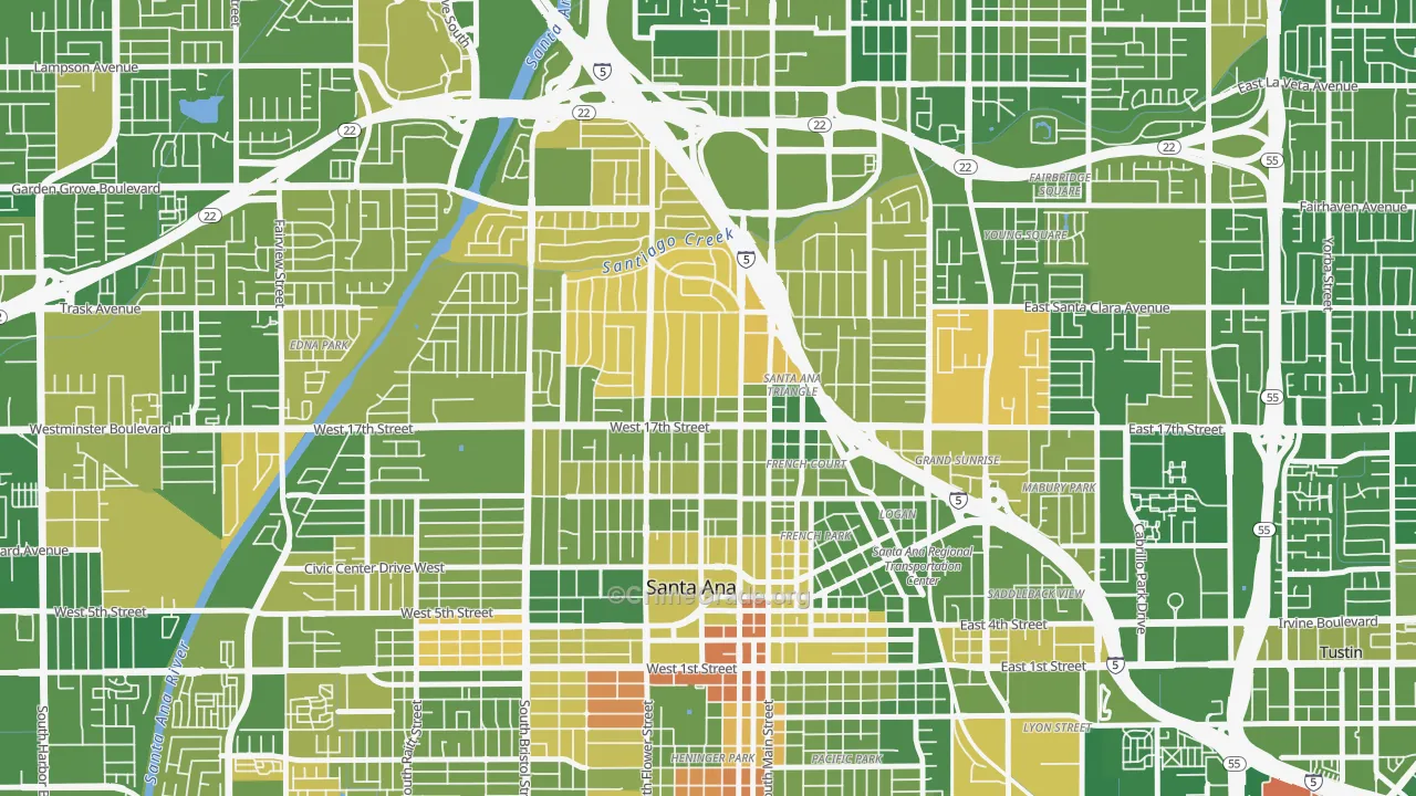 Floral Park, Santa Ana, CA Map of Murder Rates